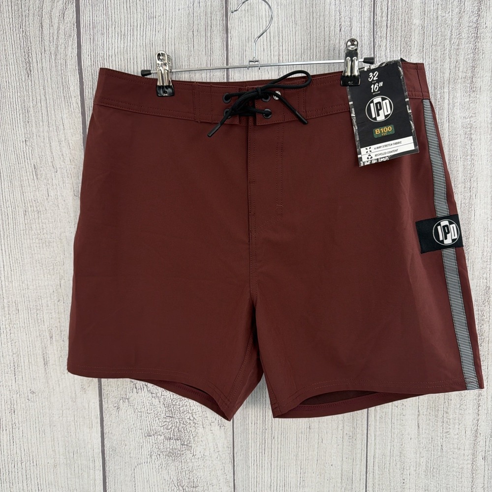 IPD Boardshorts Mens 32 Wine Burgundy B100 Swim Shorts Trunks Beach Summer